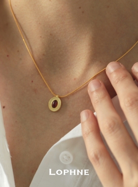 LOPHNE复古石榴石纯银18k项链