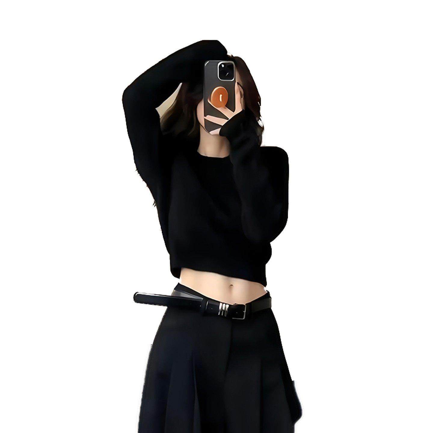 小个子短款不起球黑色毛衣内搭女秋冬高级感收腰圆领针织打底毛衫,淘宝优惠券,粉丝福利购,淘宝优惠卷