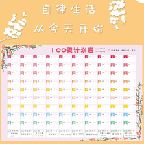 Weight Loss Record Plan Table Wall Sticker 100 days Self-discipline Divine Instrumental card Weight Recording This slimming exercise Fitness