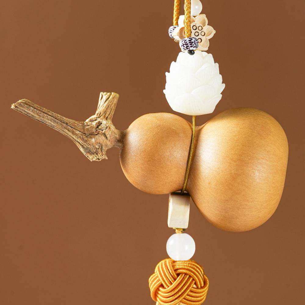 天然葫芦挂件门对门客厅卧室玄关挂饰中式莲花金色长绳汽车装饰品,淘宝优惠券,粉丝福利购,淘宝优惠卷