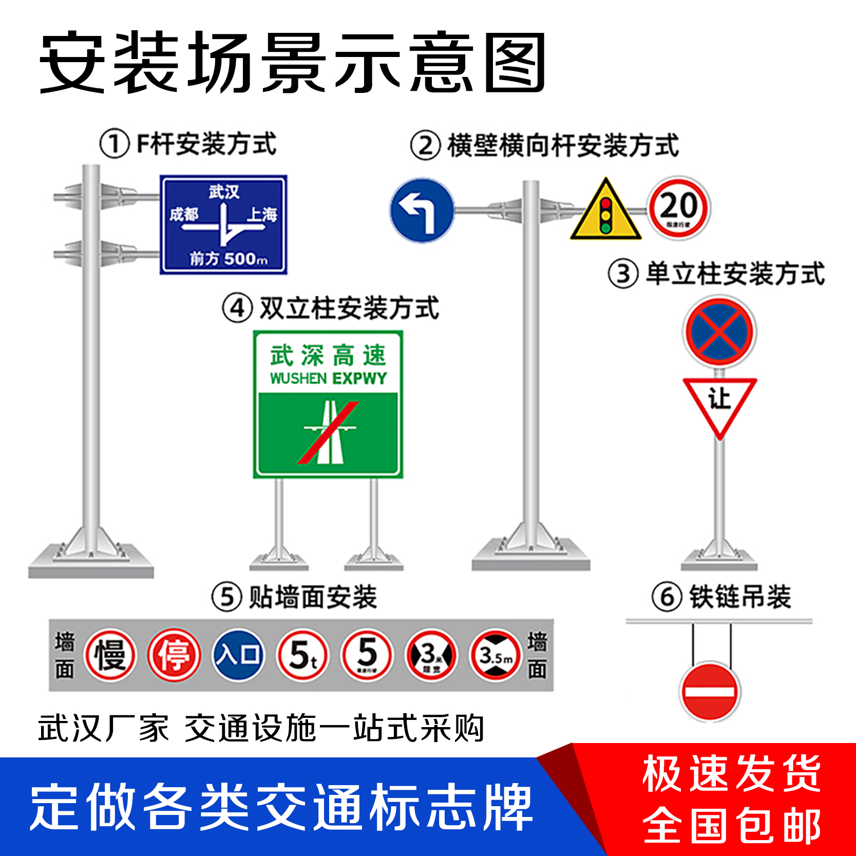 交通标志牌限速圆牌三角牌减速慢行限高警示牌指路牌反光标识标牌-图2