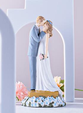 仿木刻物树仿木刻人脂工艺品结婚人礼美式情婚礼蛋糕物客厅桌侣面