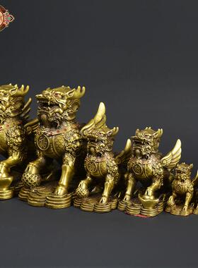 玄宏达全黄铜踏球财麒麟家福居麟关铜麒礼品铜财福麒麟器摆件