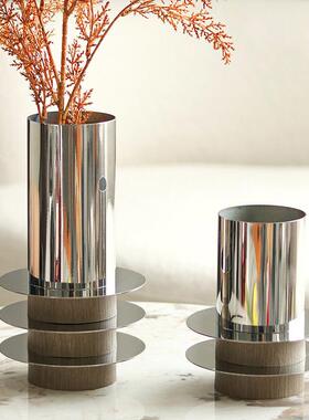 代轻金属圆形层叠花器摆件现家居装饰ZGB样奢板间酒店餐桌瓶花装