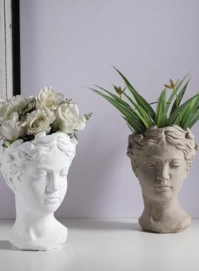 欧式维纳斯女人头雕415花盆复古像花园神直种植家居装饰摆设厂家