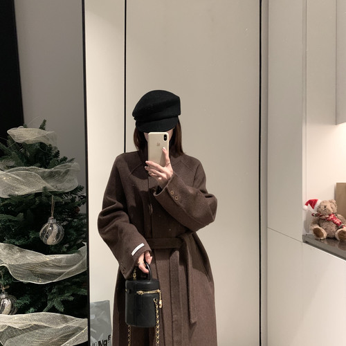 馨菲长款版型巨好显瘦款羊毛外套(配腰绳)（含100澳毛）120308w10 - 图2