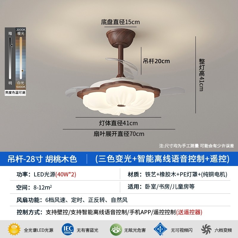 法式中古餐厅风扇灯新中式复古网卧室吊扇灯casagd红花朵护眼客厅,淘宝优惠券,粉丝福利购,淘宝优惠卷