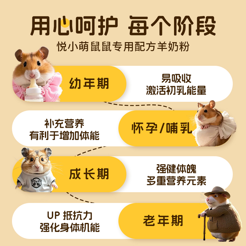 悦小萌仓鼠羊奶粉金丝熊专用零食幼崽长肉粮食主粮营养补充用品 - 图3