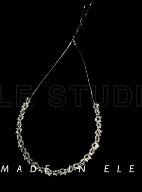 锆石抽拉choker镀18k白金男女