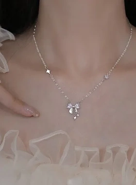 昼夜女轻奢星星高级感同款项链小众星光设计蝴蝶结颈链