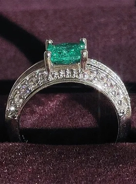 帕拉伊巴戒指镶嵌sheinr8108女品质精工高碳公主方