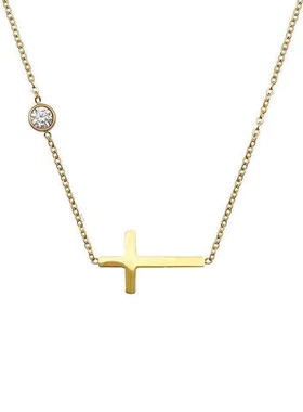 项链新款锁骨链红心2022年爱心设计感水晶红色高级十字架叠戴小众