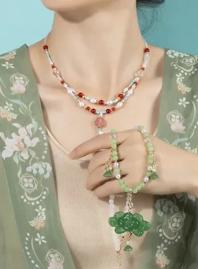 珍珠项圈手工新中式配饰品女项链软璎珞古装古风旗袍汉服流苏宋制