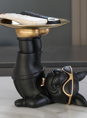 新款法斗犬摆件玄关柜放钥匙收纳托盘轻奢客厅进门家居桌面