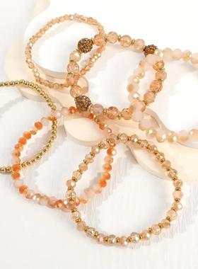 跨境欧美热卖波西米亚民族风多层水晶叠戴手饰高级感小众手链