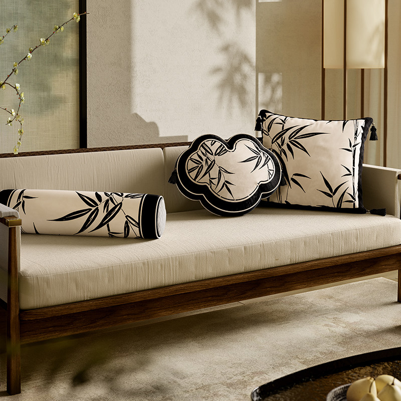 喜即竹韵中式抱枕沙发靠垫客厅样板间抱枕套飘窗床头靠枕套可拆洗,淘宝优惠券,粉丝福利购,淘宝优惠卷