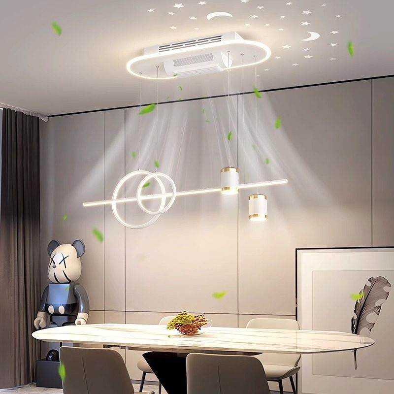 无叶餐厅风扇灯2025新款意式极简用一体吧台饭厅餐桌吊扇灯创意家,淘宝优惠券,粉丝福利购,淘宝优惠卷