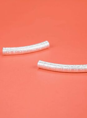 999足银百福弯管3D硬银福字转运珠DIY配件红绳皮绳手链男女款管子