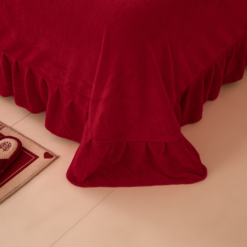 牛奶绒结婚四件套冬季珊瑚绒婚庆床上用品大红色刺绣被套女方陪嫁,淘宝优惠券,粉丝福利购,淘宝优惠卷