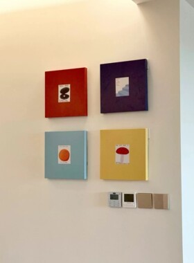 多巴胺卧室床头装饰画红苹果猫咪儿童房组合挂画趣味卡通客厅壁画