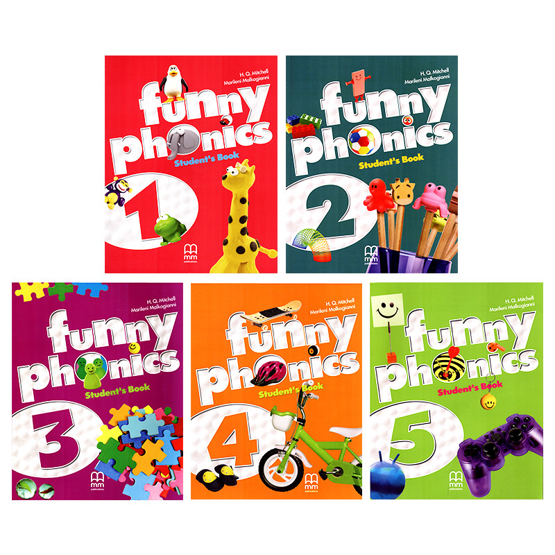 原装进口5-12岁少儿英语自然拼读发音规则提升教材 funny phonics 1-5级字母发音入门英语口语口音纠正学习教材含书本练习册软件
