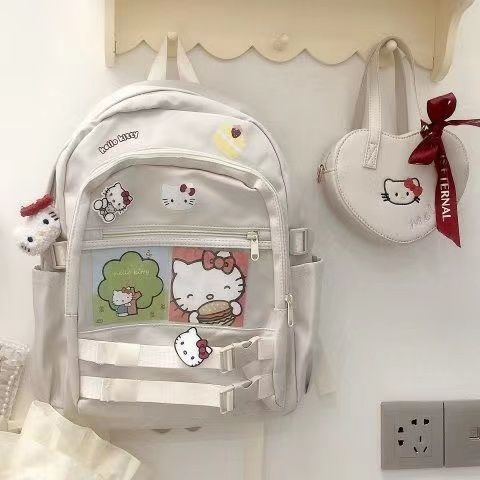 hellokitty书包可爱卡通凯蒂猫双肩背包女生高中初中小学生旅行包 - 图3