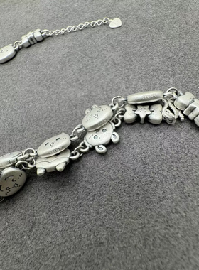 足银999自嘲熊子超兄chikawa小八吉伊乌萨奇小飞鼠复古纯银手链