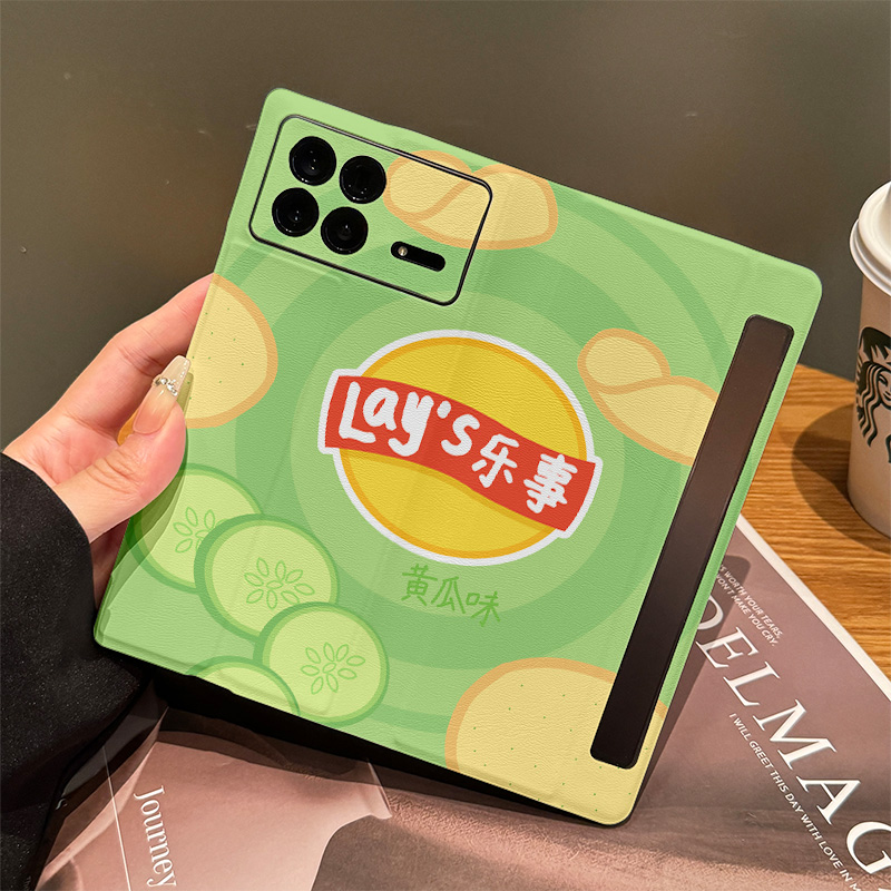 拾壳适用小米mixfold4手机壳新款乐事薯片黄瓜味mixfold3折叠屏MIX4防摔保护套fold创意小众fold3女翻盖皮套 - 图1