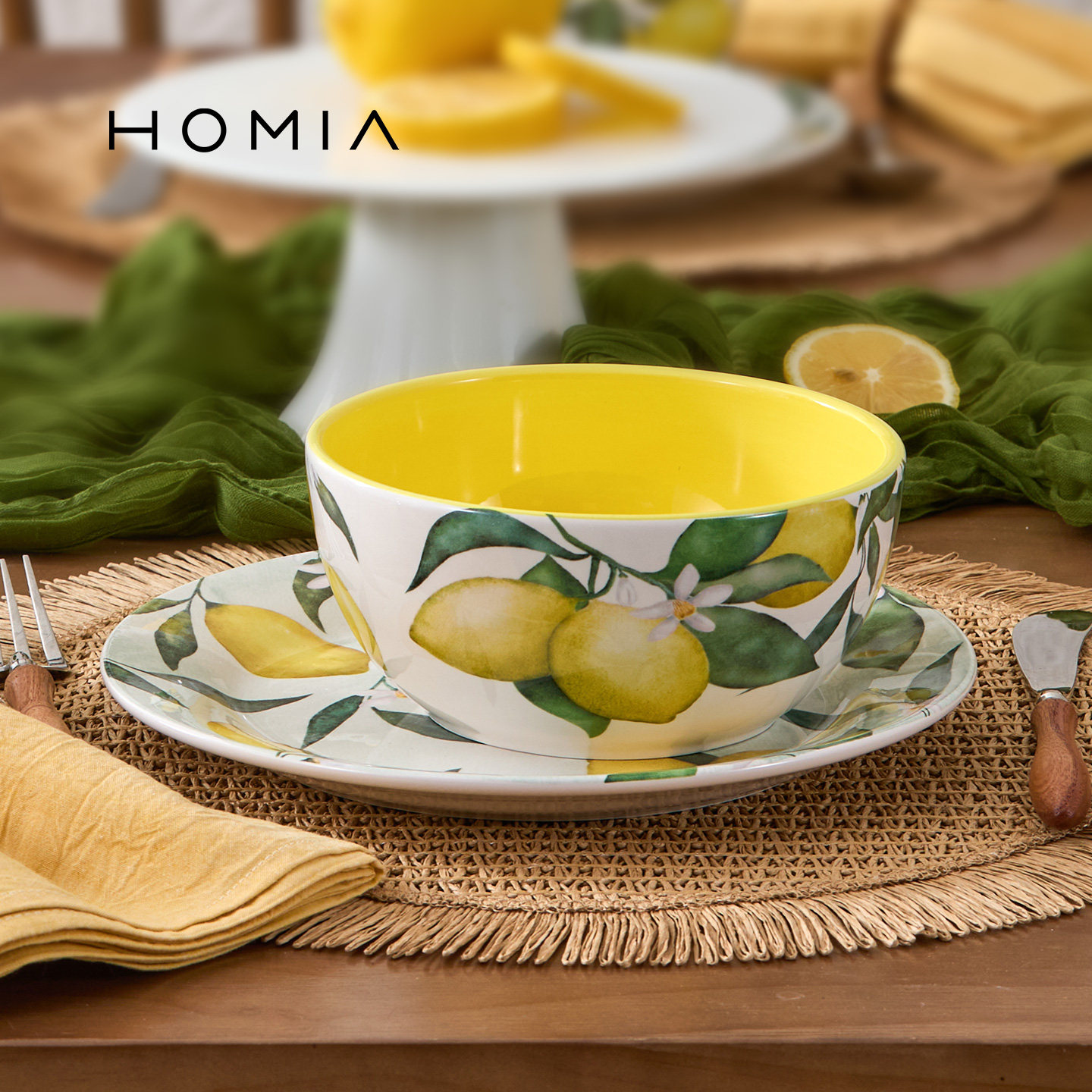 HOMIA柠檬系列釉下彩陶瓷餐具套装家用吃饭碗面碗汤碗菜盘子碗碟 - 图3