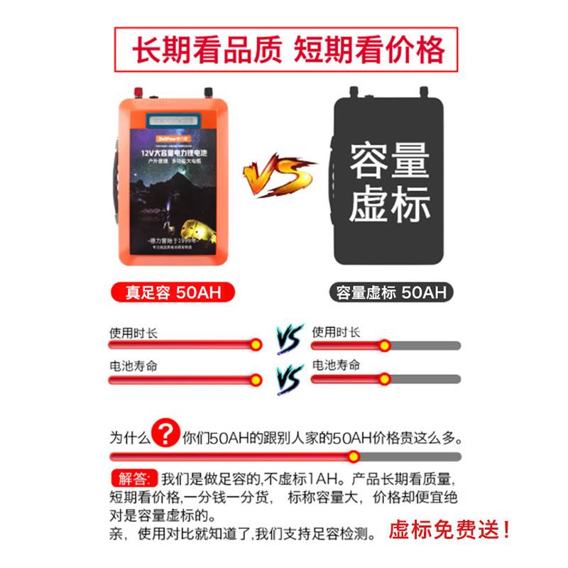 德力普12v锂电池大容量户外100安疝气灯大功率磷酸铁锂24伏蓄电瓶 - 图1