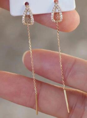 Drop Ear Line Long Hanging Earrings For Women Rose Gold Colo