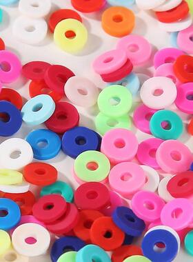 350pcs 6mm Flat Round Polymer Clay Beads, Loose Spacer