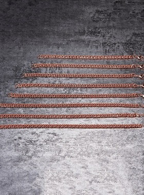 新款纯红铜紫铜手链项链男实心铜手环宫廷风古巴链男女款节日礼物