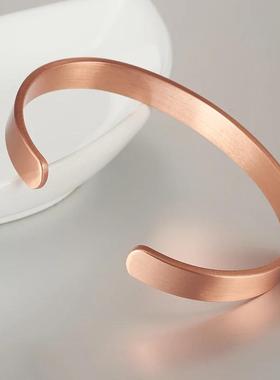 纯红铜紫铜女士手镯实心铜镯子复古简约手环男女同款礼物送女友