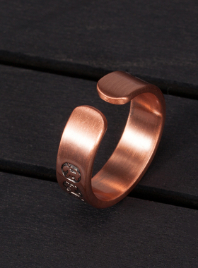 新款磁性戒指纯红铜戒指十二星座可调节铜指环复古饰品节日礼物