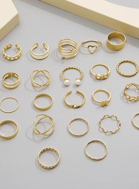 22pcs set New butterfly rings open joint ring set套装戒指女