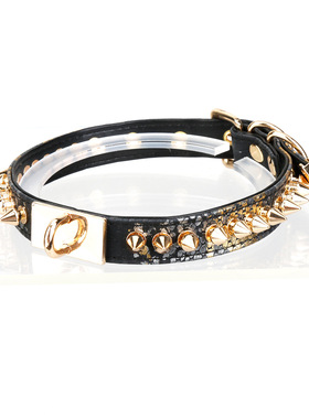 手作蛇纹皮铆钉朋克choker项圈