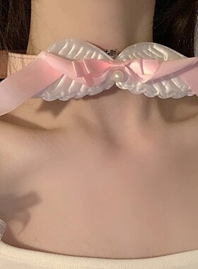 甜妹洛丽塔天使翅膀蝴蝶结项圈