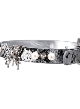 蝴蝶珍珠渐变镭射蛇纹项圈