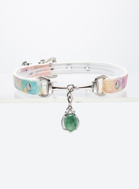 新中式渐变幻彩绿玉吊坠锁骨链