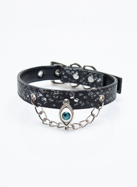 黑蛇纹蓝眼朋克choker项圈女
