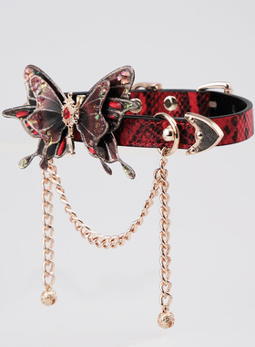 暗黑风红钻蝴蝶choker项圈