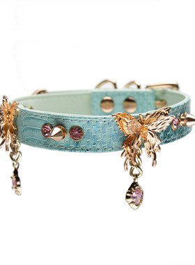 双蝴蝶蓝绿蛇纹手作choker项圈