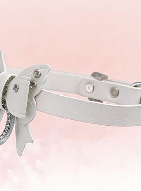 甜酷白色蝴蝶结水钻choker项圈