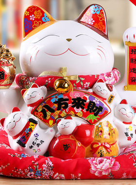 陶瓷摇手招财猫摆件开业大小号店铺收银台家居客厅礼品自动招手