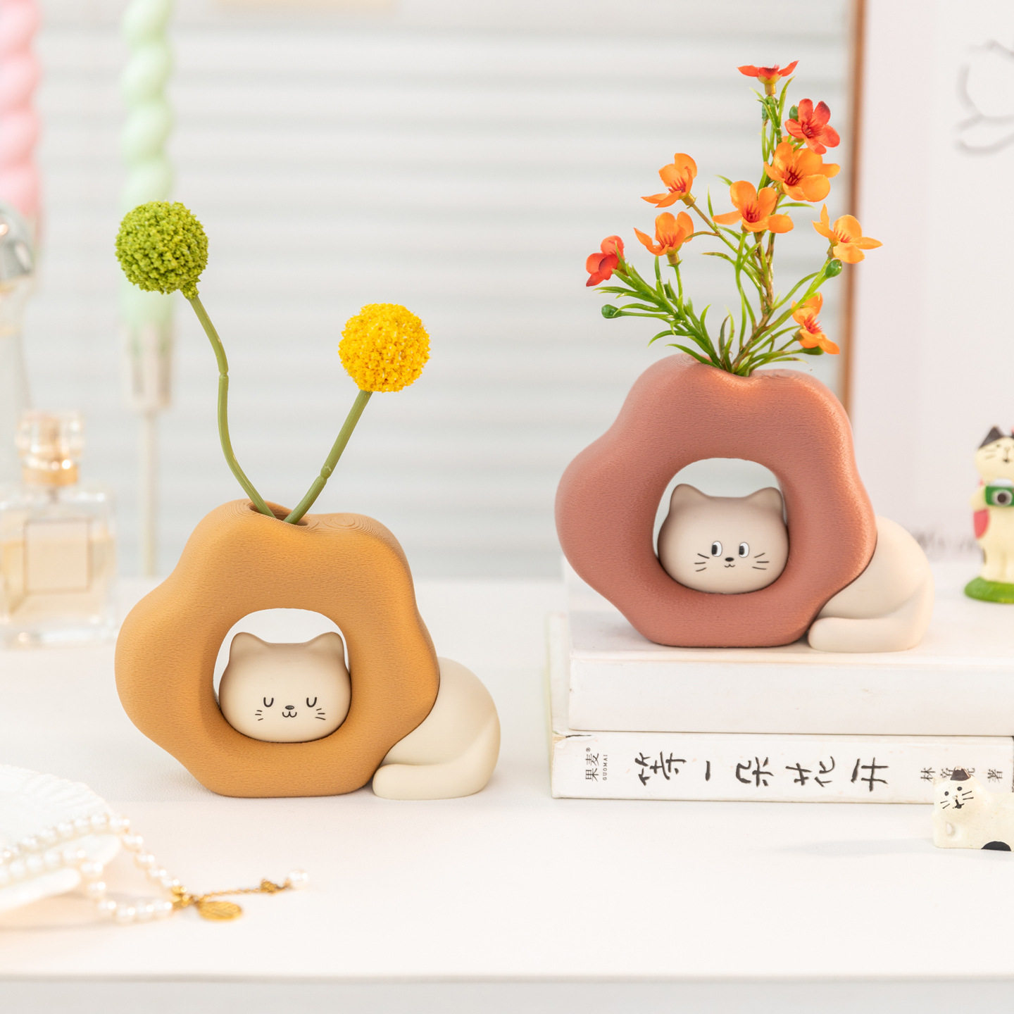 Living room bedside bookcase simulated green plants high-end realistic fake floral dining table hole board ornaments potted plants