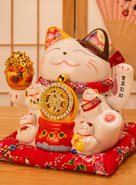 招财猫大号摆件店铺开业电动摇手大号日本陶瓷创意礼品收银台摆件
