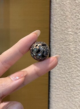 镙钿大漆奶咖黑圆珠串珠文玩配饰饰品配件单株
