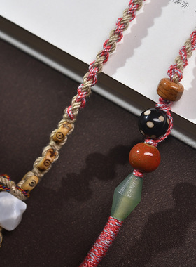 藏式手搓棉绳可调节唐卡蜜蜡DIY吊坠绳情侣毛衣链手工编织项链绳