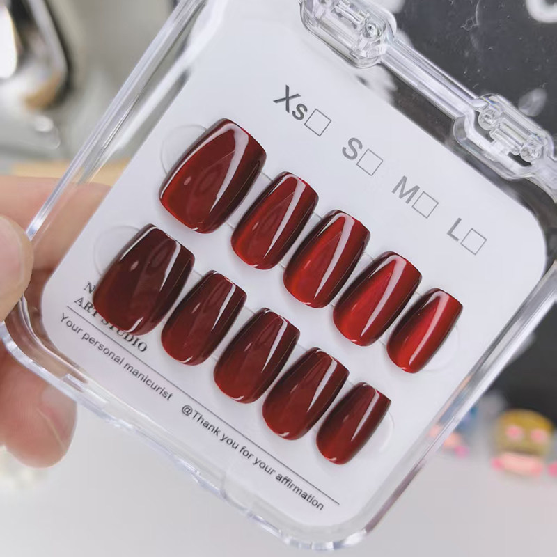 （长短可选）指甲贴片2025新款车厘子红穿戴甲显白气质手工甲猫眼,淘宝优惠券,粉丝福利购,淘宝优惠卷
